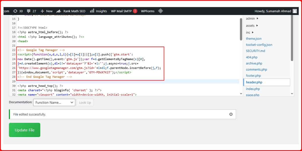 Added GTM Manually in Header - Tag Syncer